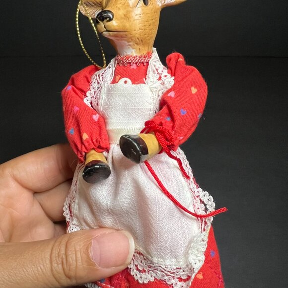 Vintage 1986 Kurt S Adler Set of 2 Porcelain Festive Deer Decor Ornaments 6.75" - Picture 6 of 8